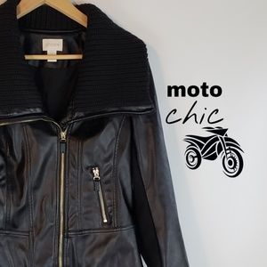 LIKE NEW! Chicos Faux Moto w Shawl Collar